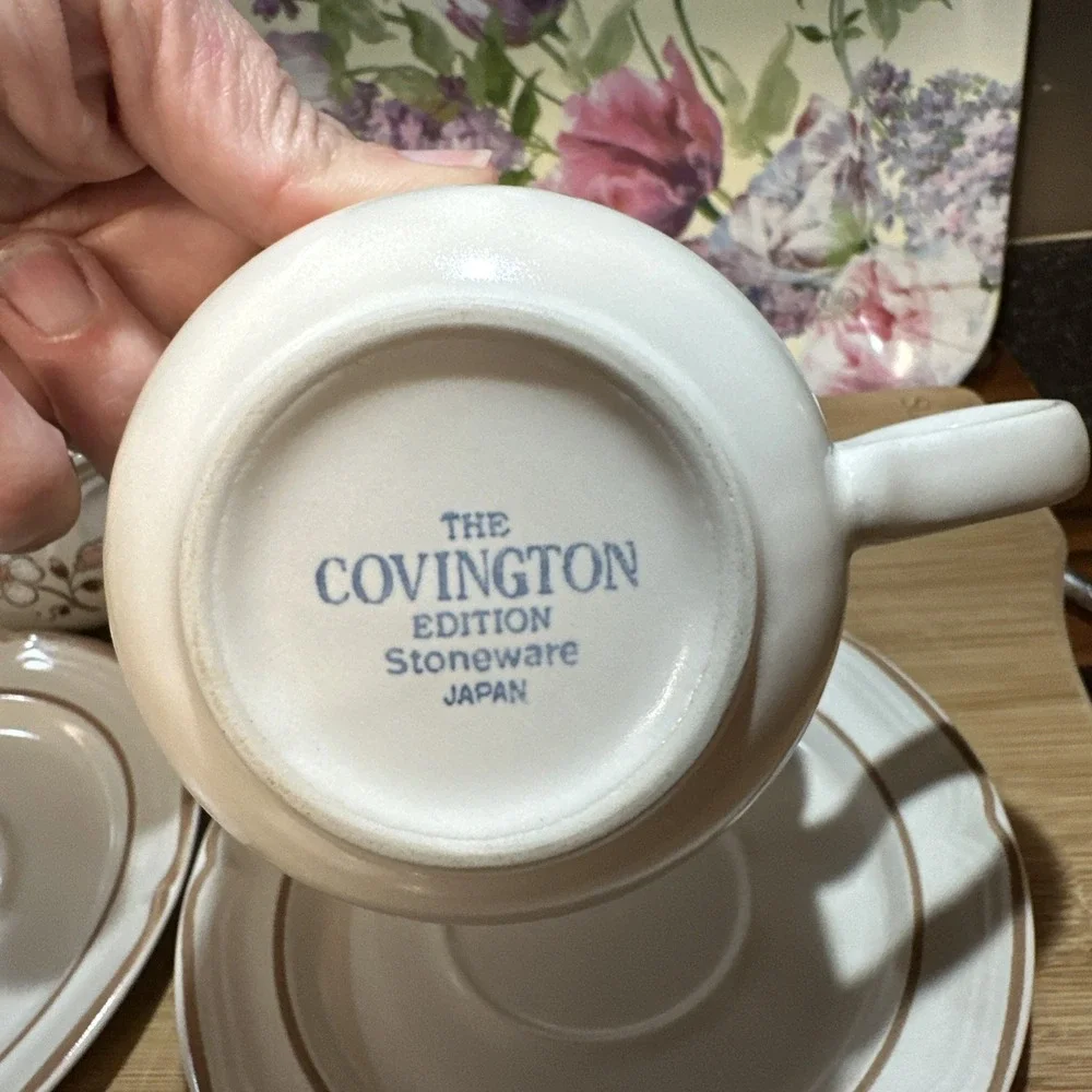 Covington Edition Stoneware Japan Cups & Saucers Lot 6 Floral‎ 2 Cups 4 Saucers
